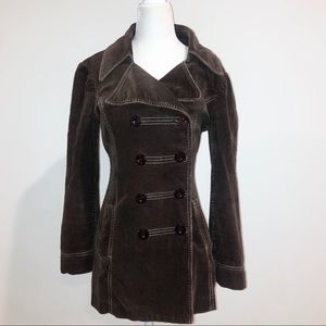 Bebe Corduroy Brown Double Breasted Coat